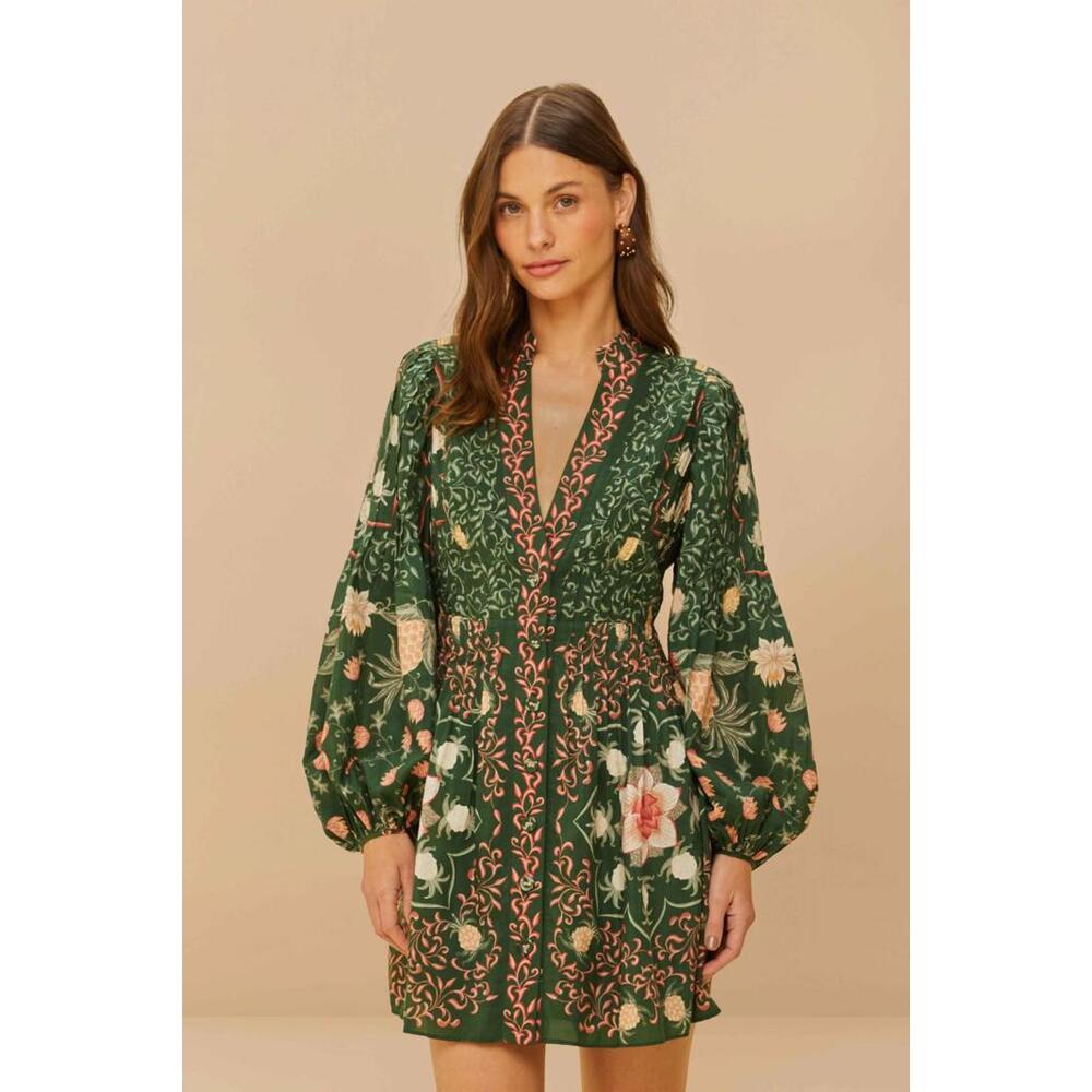 FARM Rio Emerald Green Floral Print Mini Dress